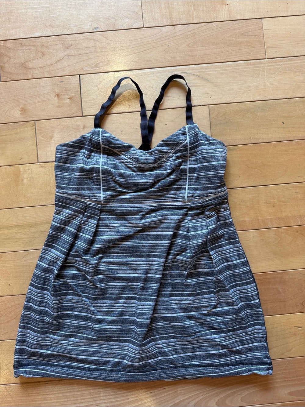 lululemon athletica Striped Gray and White Tank Top